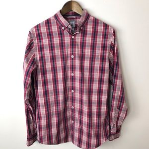 JCP Mens Red/White/Blue Plaid Button Down Shirt